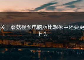 关于蘑菇视频电脑版比想象中还要更上头