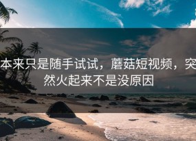 本来只是随手试试，蘑菇短视频，突然火起来不是没原因