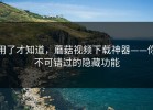 用了才知道，蘑菇视频下载神器——你不可错过的隐藏功能