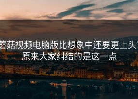 蘑菇视频电脑版比想象中还要更上头？原来大家纠结的是这一点
