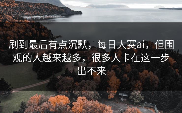 刷到最后有点沉默，每日大赛ai，但围观的人越来越多，很多人卡在这一步出不来