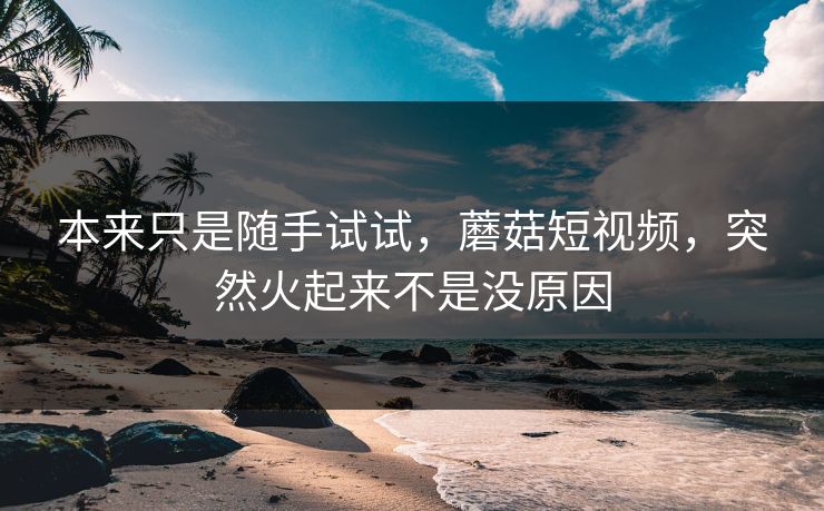 本来只是随手试试，蘑菇短视频，突然火起来不是没原因