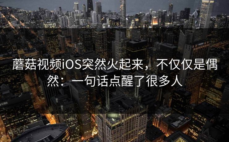 蘑菇视频iOS突然火起来，不仅仅是偶然：一句话点醒了很多人
