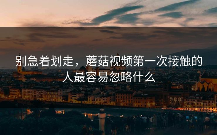别急着划走，蘑菇视频第一次接触的人最容易忽略什么