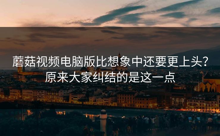 蘑菇视频电脑版比想象中还要更上头？原来大家纠结的是这一点
