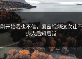 刚开始我也不信，蘑菇视频这次让不少人后知后觉