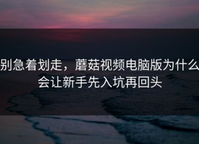 别急着划走，蘑菇视频电脑版为什么会让新手先入坑再回头