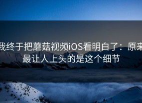 我终于把蘑菇视频iOS看明白了：原来最让人上头的是这个细节
