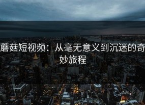 蘑菇短视频：从毫无意义到沉迷的奇妙旅程