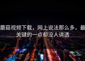 蘑菇视频下载，网上说法那么多，最关键的一点却没人讲透