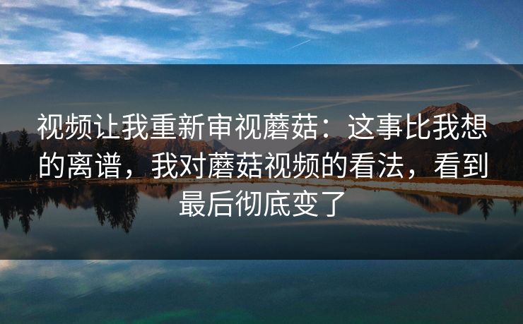 视频让我重新审视蘑菇：这事比我想的离谱，我对蘑菇视频的看法，看到最后彻底变了
