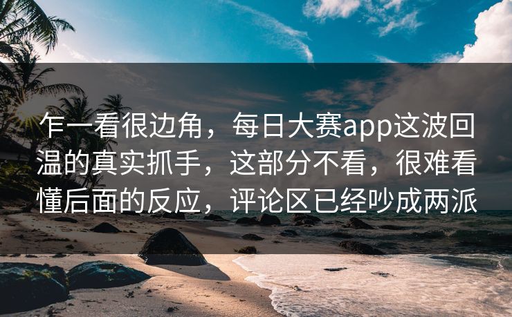 乍一看很边角，每日大赛app这波回温的真实抓手，这部分不看，很难看懂后面的反应，评论区已经吵成两派