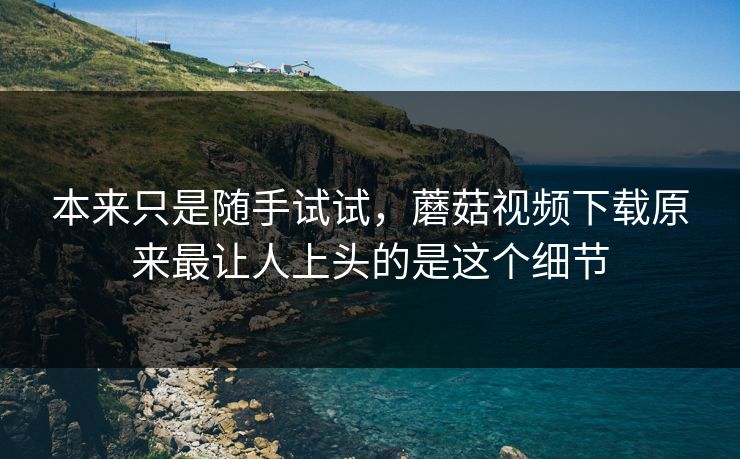 本来只是随手试试，蘑菇视频下载原来最让人上头的是这个细节